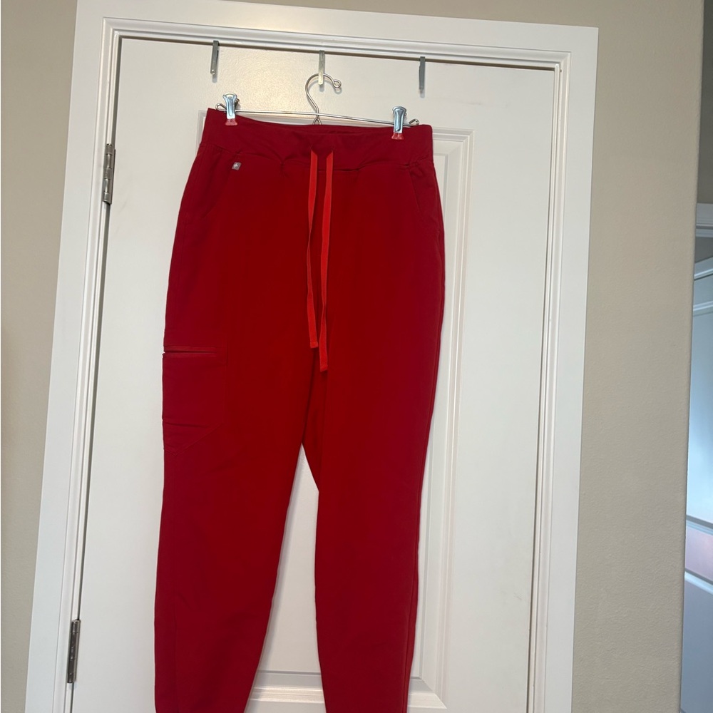 Figs Red Active Drawstring Joggers